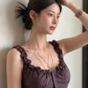 Korean Pure Desire Wind Pleated Waist Suspender Vest Women's Summer Design Sense Niche Sweet Babes Sexy Sleeveless Top