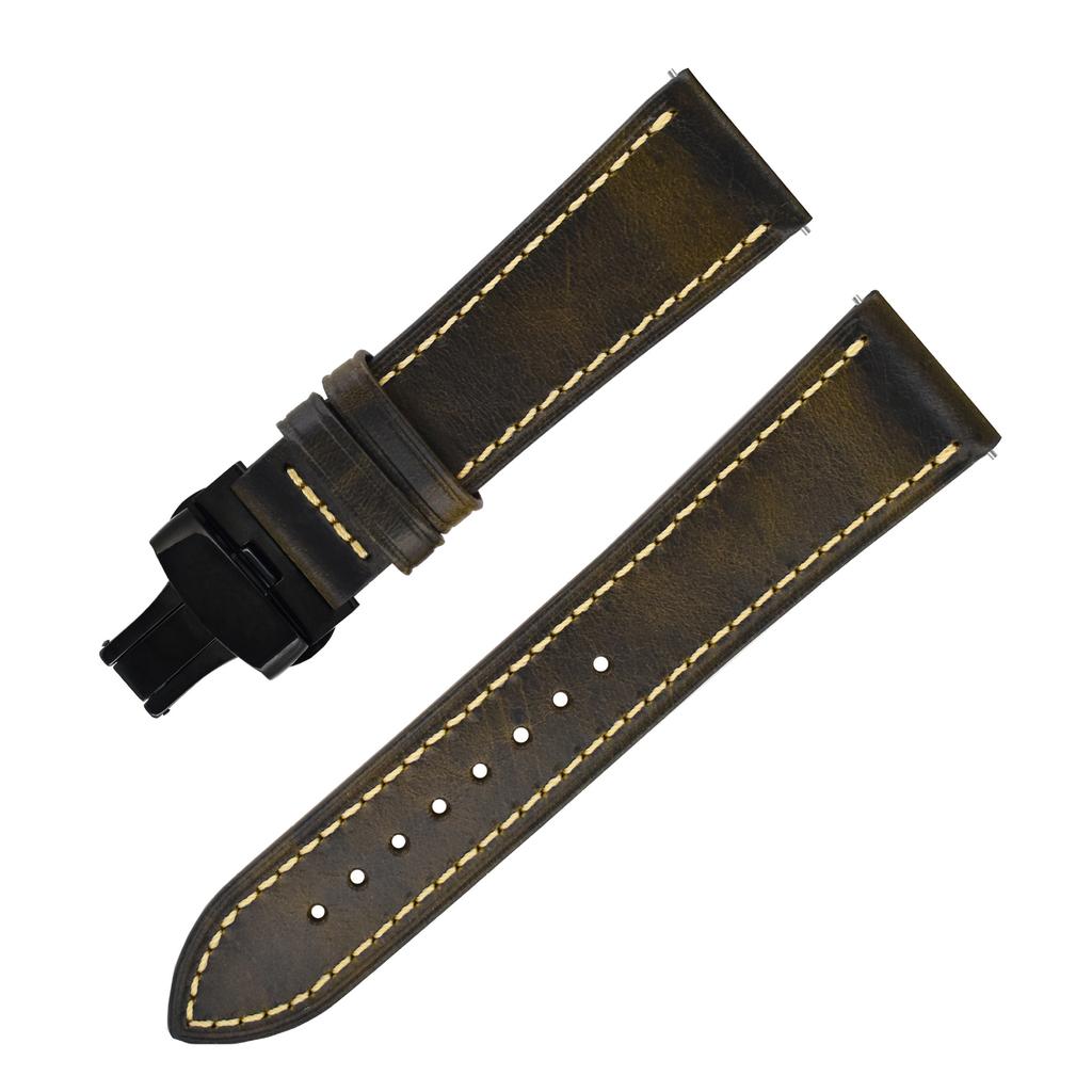 Supply Butterfly Buckle Strap, Retro Color-Changing Leather Quick-Release Interface Strap Bracelet.