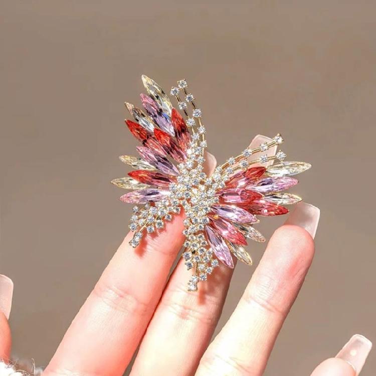 Butterfly Shaped Zircon Crystal Brooch For Formal Outfits Evening Wear Vintage Inspired Elegant Lapel Pin Accessories