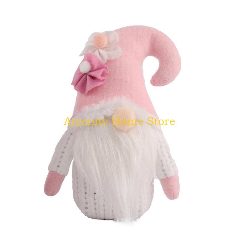 F26C Valentines Day Gnome Plush Scandinavian Tomte Elf Ornaments Swedish Tomte Dwarf Figurines Kitchen Tiered Tray Decorations
