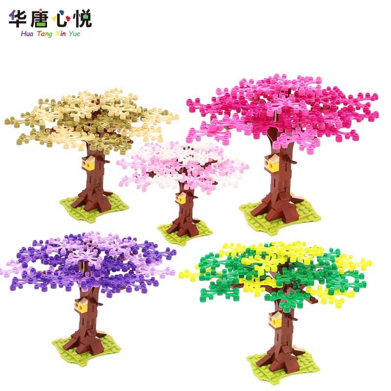 City Street View Plant Grass Bird Nest Big Tree Set Assemble Building Blocks Toys For Children City Plant Kids Gifts
