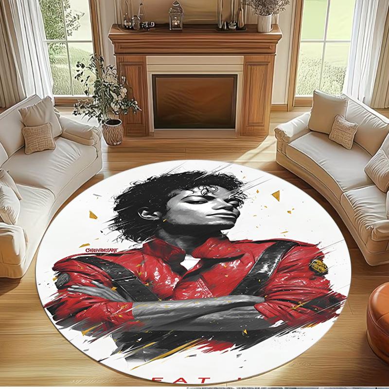 Michael Jackson Print Round Rug, Washable Floor Carpet, For Entryway Dorm Laundry Room Office Study, Home Decor Birthday Christmas Gift