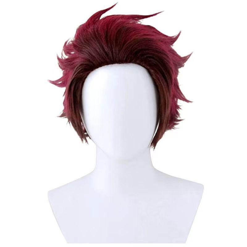 Demon Slayer: Kimetsu No Yaiba Tanjiro Kamado and Nezuko Kamado Gradient COS Wig Character Costume Halloween