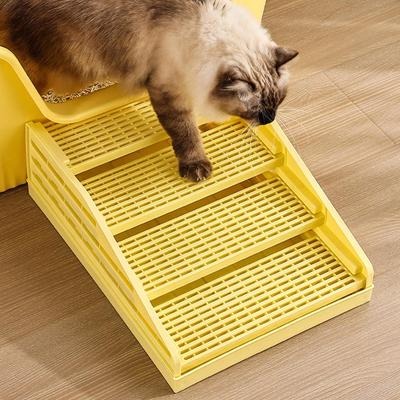 Verstellbare Katzenklo-Rampe mit doppellagiger Streumatte, rutschfest, Streufang für Hauskatzen und Kätzchen
