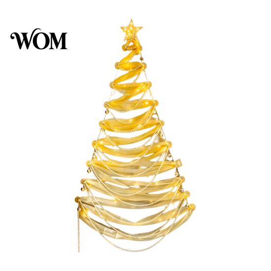 Lighted Christmas Wall Decoration DIY Tree Decor Kit, Hanging Fabric Ornament Set Holiday Backdrop for Window Wall, Handmade Craft with LED