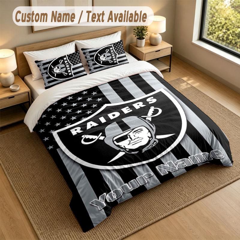 Bedding Set 1 Duvet Cover 2 Pillowcases Las Vegas Raiders Print Soft Bed Linen Bedroom Decor