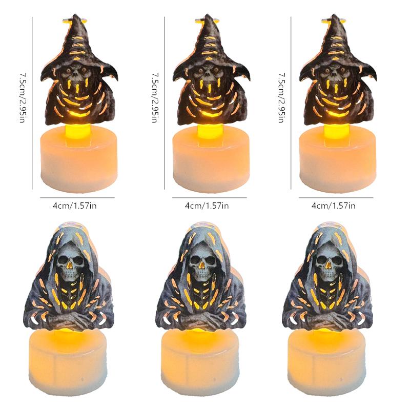 Halloween Flameless Tea Light Decorations, Halloween Spooky Electric Candles for Home Party Decorations - Ideal Halloween Gifts