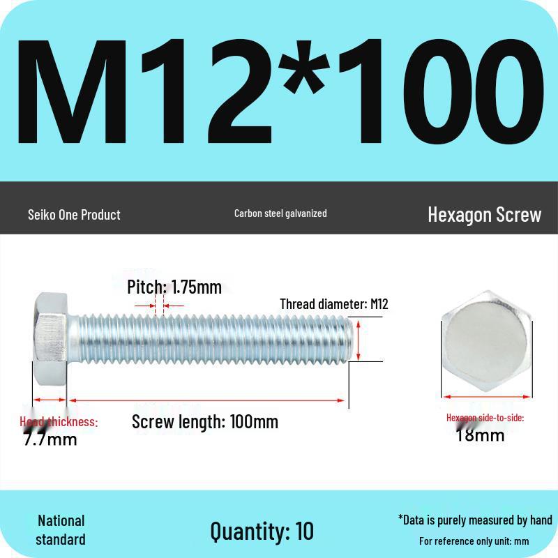 8.8 Grade Galvanized Hex Head Bolt, High-Strength M4-M30