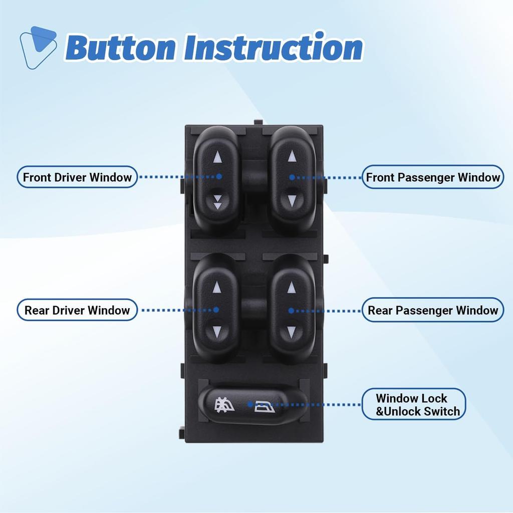 Power Window Control Switch Master Door Button Compatible With 2003-2008 Ford Crown Victoria/F150/Expedition, 06-08 Lincoln Mark LT, 03-08 Mercury