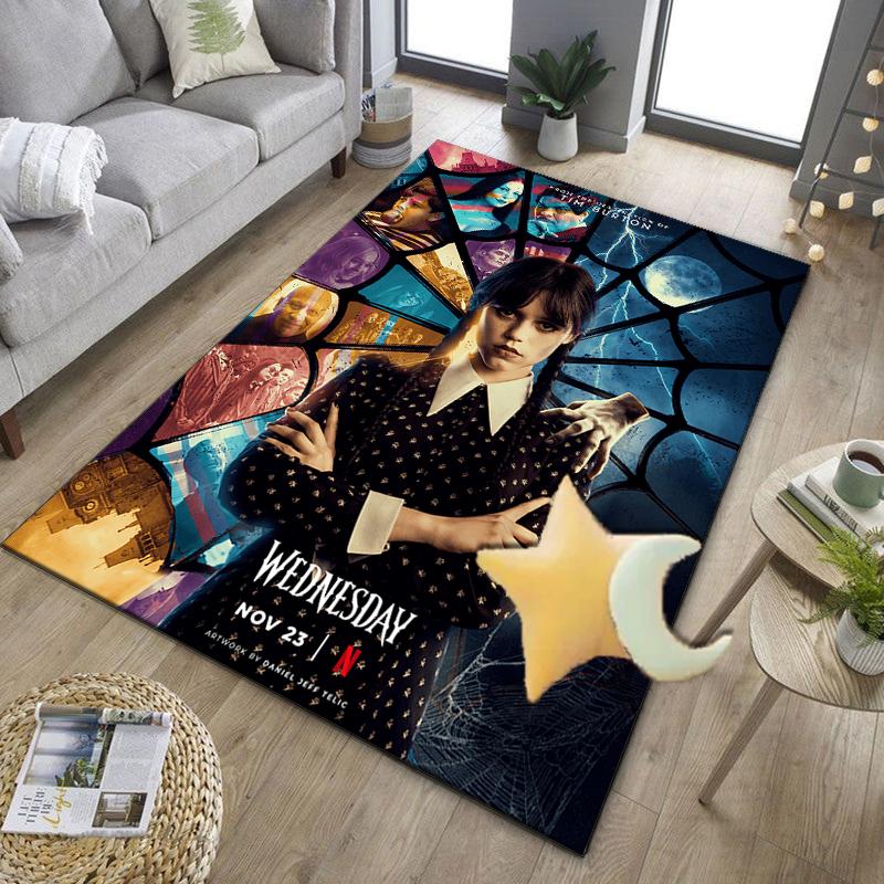 Wednes-day Gothic Family Reunion Office Rug Chair Mat, Game Carpet, Suitable for Front Door, Bedroom, Living Room, Desk, Holiday Gift