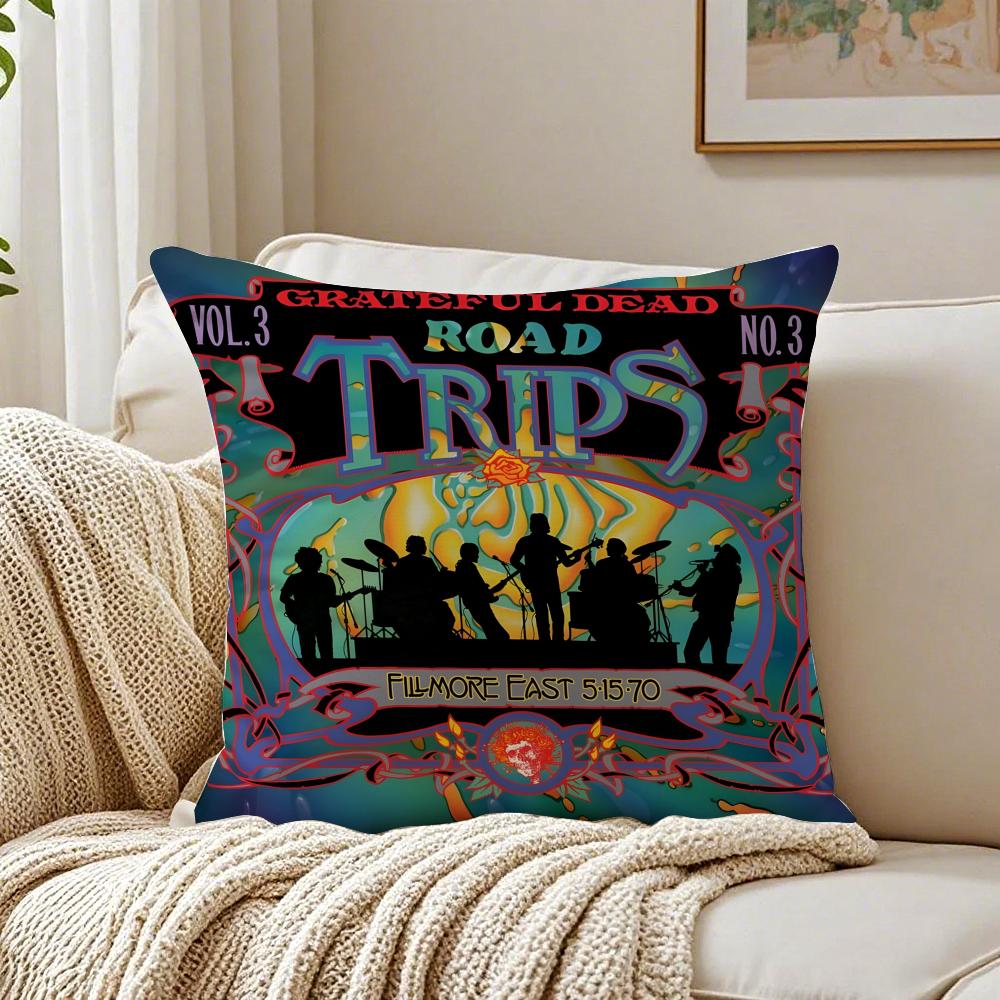Psychedelic American Band GGrateful DDead Cushion Cover Pillowcase Antidustmite Living Room Sofa Decor Cushion Room