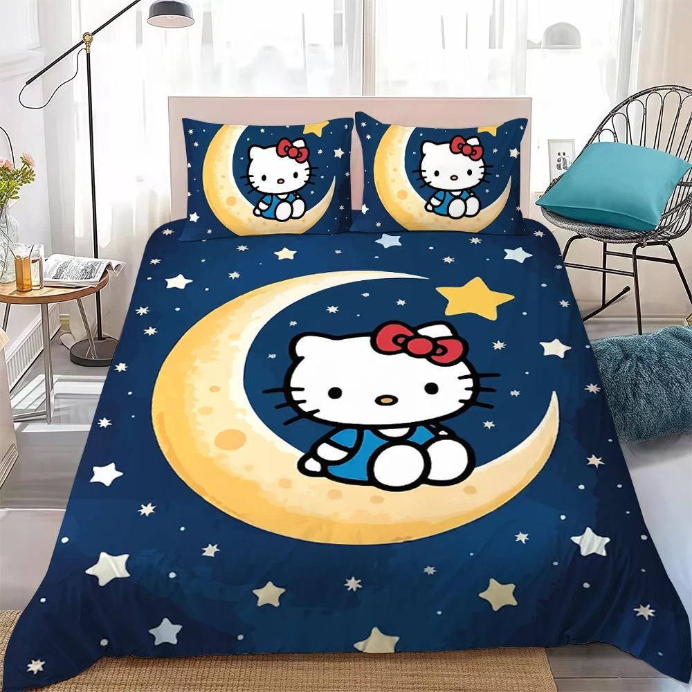 Cute Duvet Cover Set H-Hello Kittys Bedding Set Kids Boy Girl Bedroom Decoration Student Dormitory Home Style 2/3piece set