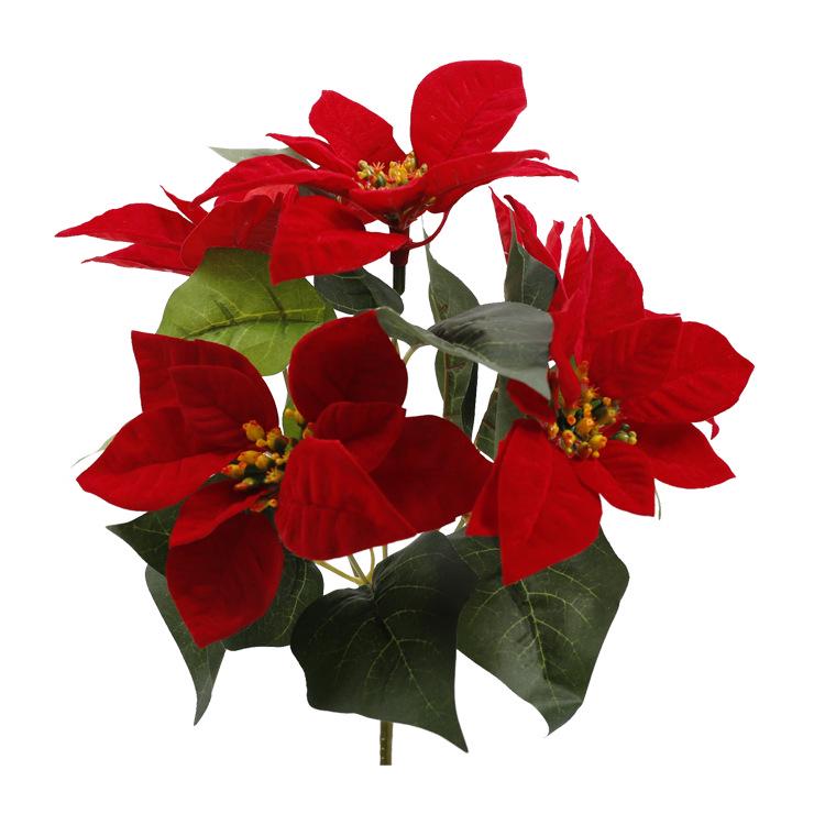 Velvet Poinsettia Christmas Wedding Bouquet - Artificial Flower Decoration.