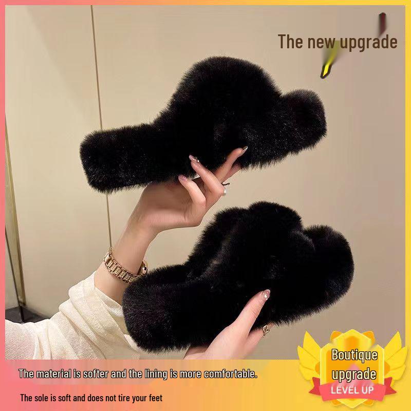 2025 Women's Trendy Plush Thick-Soled Furry Slippers for Autumn/Winter