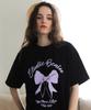 BONIEE Ribbon Graphic Loose Oversized T-Shirt Black