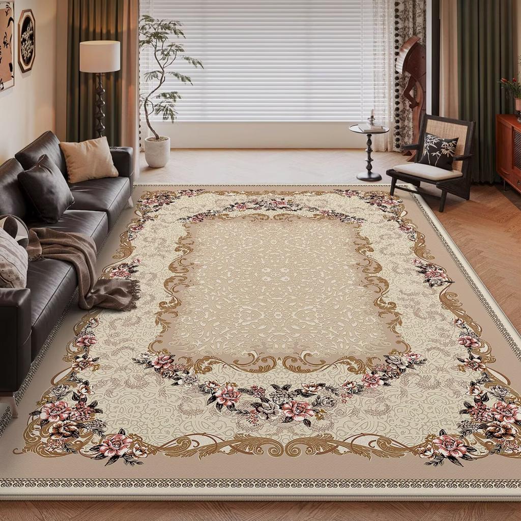 Alfombra Nórdica de Lujo Ligero para el Hogar, Dormitorio, Tamaño Grande, Floral Pastoral, Alfombras para Sala de Estar Lavables, Alfombra para Salón, Felpudos para Vestíbulo de Hotel