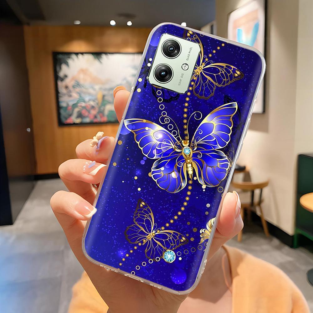 Soft Case For Moto G54 5G Case MotoG54 Silicone Phone Back Cover For Motorola Moto G54 Case XT-2343-1 Flower Love Heart Fundas