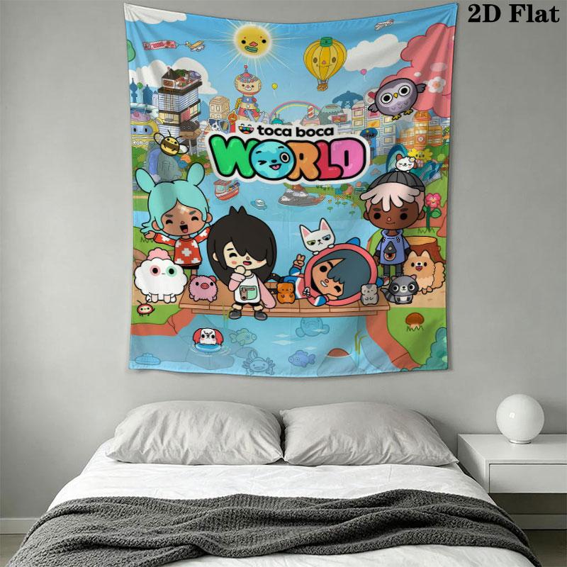 Toca Life World Wall Hanging Printed Fabric Blanket Decorative Tapestries for Bedroom Living Room Home Decor