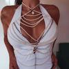 L5077Y Multi-layer Pearl Beaded Body Chain Bra Vest