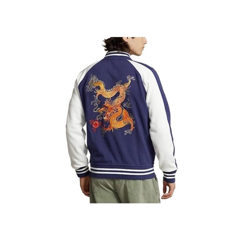 Polo Ralph Lauren FW23 Logo Embroidered Stripe Single-Breasted Casual Jacket Men Jackets Deep-Cobalt-Blue 710926910-001
