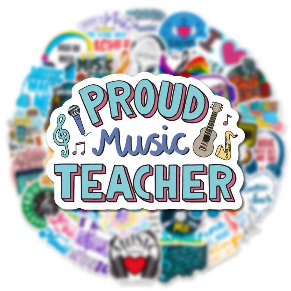 Musiknoten-Aufkleber, 50 Stück, inspirierende Worte, Musik-Schallplatten-Aufkleber für Laptop und Wasserflasche für Musikliebhaber