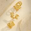 Geometric Leaves Opening Ring for Women,Gold Color Stainless Steel Irregular Hollow Rings,Chic Jewelry Party Mother's Day Gift