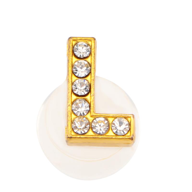 New Gold Letter Alphabet Shoes Charms Metal Button Rhinestone Crown Shoe Decorations Garden Shoes Accessories for Women Man 1PCS