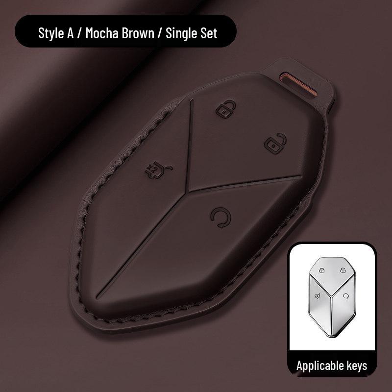 Equation Leopard Titanium Key Case: Genuine Leather, Anti-Fall, Interior Modification Accessory for 3-7 Keys