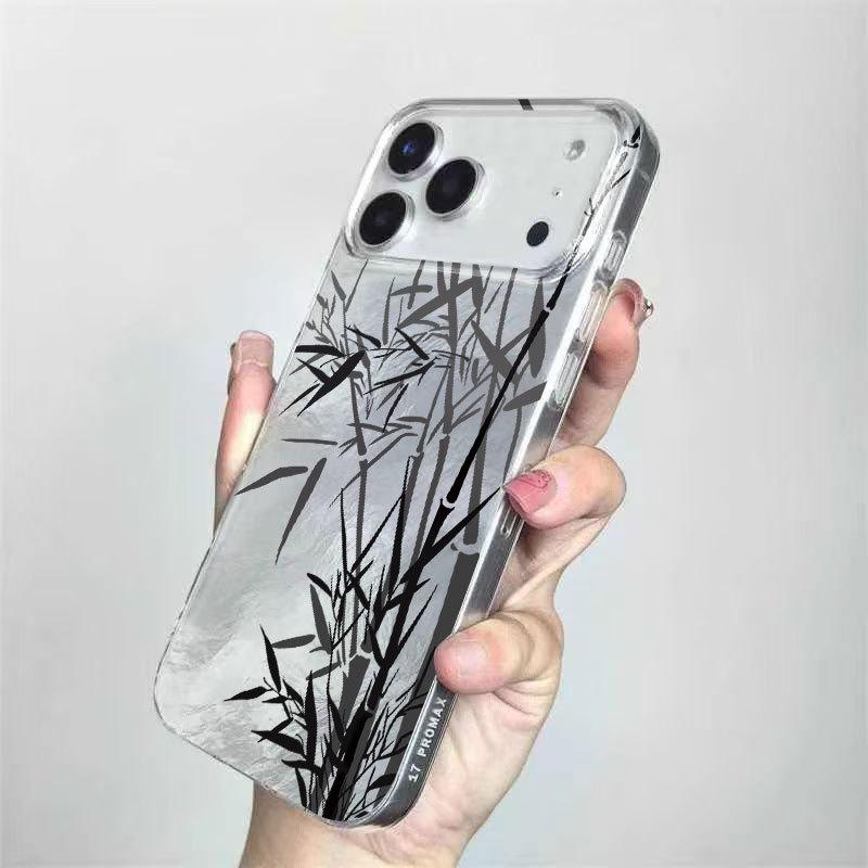 Bamboo Ink Design Phone Case for iPhone 17, 16 Pro, 15, 14 Pro Max, 13 - European & American Style