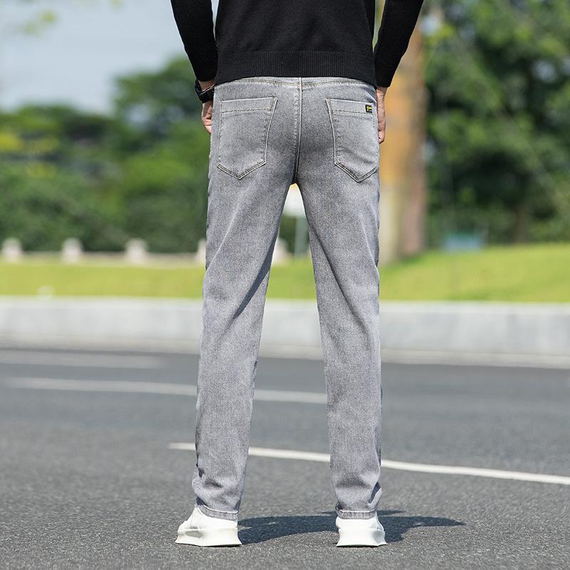 Jarní a podzimní nové běžné pánské džíny Vintage Wash Šedé kalhoty Slim Fit rovné nohavice Pánské sportovní kalhoty na denní nošení