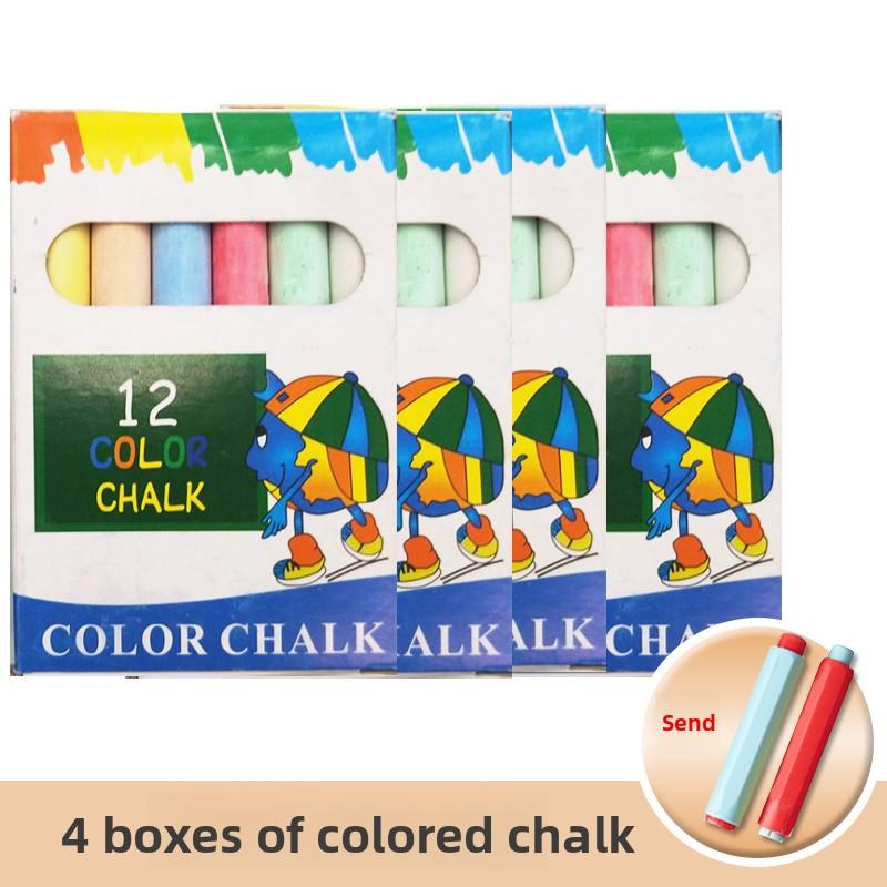 12 PCS Dustless Chalk Colored / White Non-Toxic Dust-Free Vibrant Blackboard Kids Teachers Stationery Office School Supplies