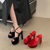 Sexy women's shoes new waterproof table cross strap women's fish mouth high heel sandals