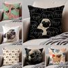 Cute Pug Pet Cushion Cover Throw Pillow Cover Hidden Button Durable Polyester Chair Cushion