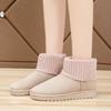 Ladies Snow Boots Pink Elastic Female Shoes Suede Booties Round Toe Ankle Chic and Elegant Trend 2025 Boot Winter Footwear Gyaru