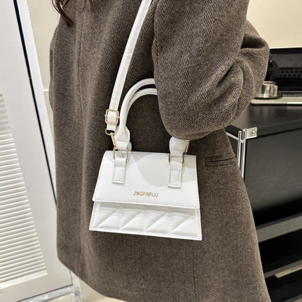 All-match Plaid Leather Square Bags Korean Style Crossbody Bag Simple Single Shoulder Bag  Travel
