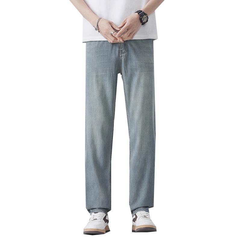 Tencel Jeans Men's Fashion Brand Straight Loose Loose Wide-leg Workwear Summer Thin Casual Ice Silk Long Pants