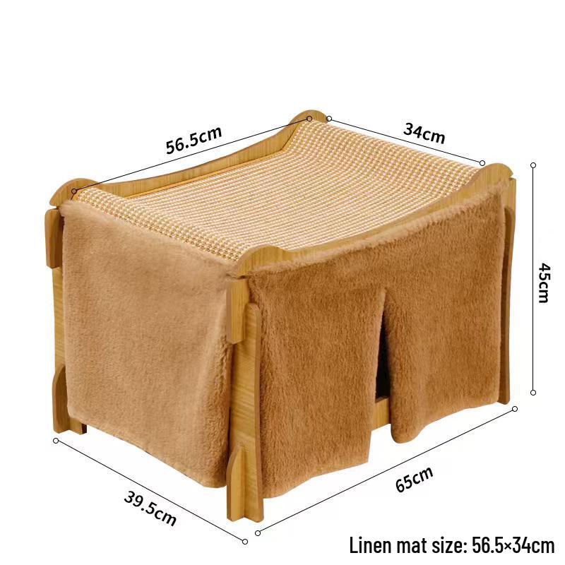 Multi-Level Wooden Cat Scratcher: Durable Sisal, Lint-Free, Stackable, Cat House with Claw Board