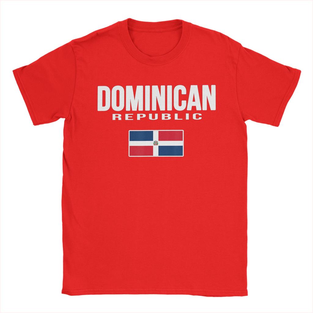 Vintage T-shirt Sommar DR Dominikanska Republikens Flagga República Dominicana Souvenir T-shirts för Unisex Större Storlekar Kortärmade T-shirts