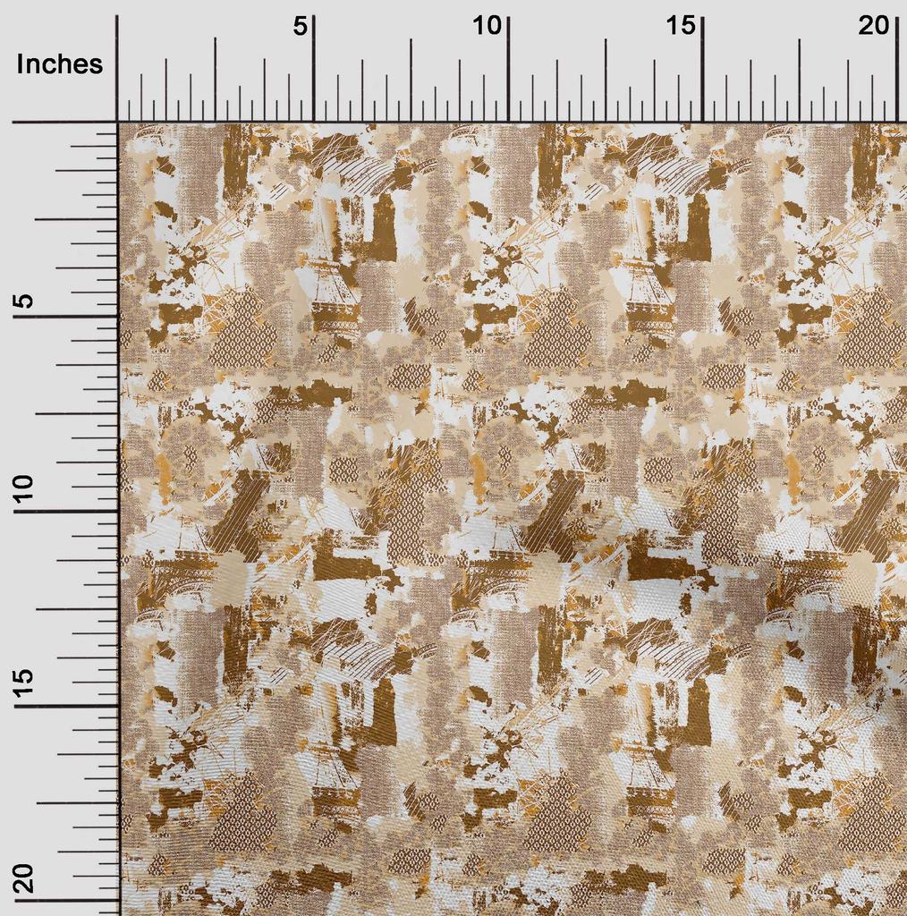 oneOone Cotton Flex Light Beige Fabric Abstracts Diy Clothing Quilting Fabric Print Fabric By Yard 40 Inch