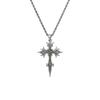 Personality Hip-Hop Thorn Rose Pattern Spiked Carved Cross Pendant Necklace for Women Gothic Comic Halloween Party Jewelry Gifts