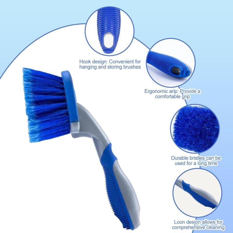 2Pcs Wheel Brush Set - Car Wheel Brush and Rim Brush Washing Tool for Car Alloy Wheel with Grip Handle, Alloy Rim Cleaner Tire Scrubber