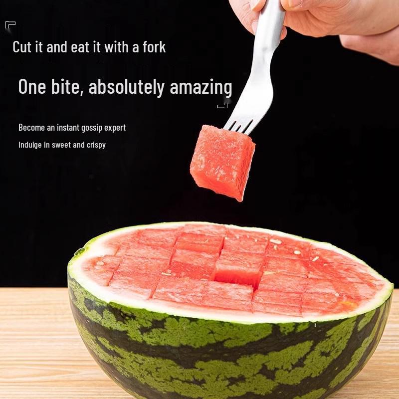 Free Shipping: Stainless Steel Watermelon Slicer & Dicer - Fork Integrated Tool