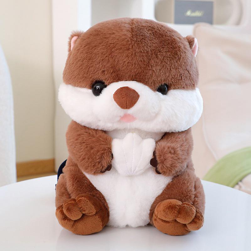 Otter Plush Toy Backpack - Cartoon Otter with Shell Bag for Kids