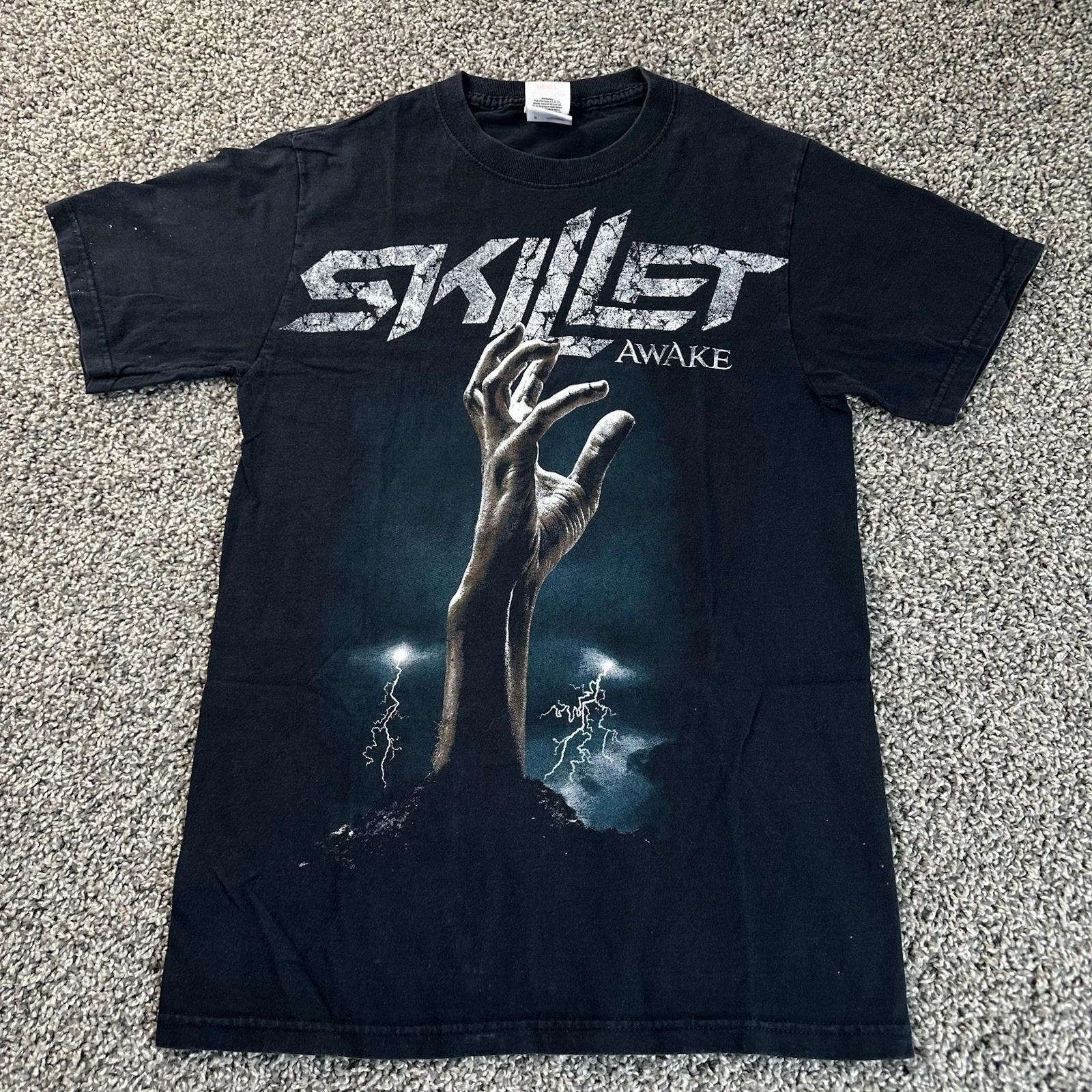 

Skillet Band Awake Christian Music Band Hand Lightning 100% Cotton T-shirt Mens Tees Top S to 5XL 2F1897 L