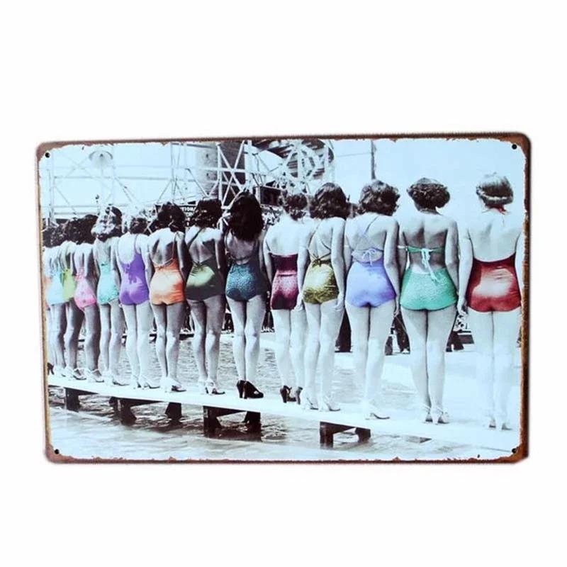 Sexy Girls Europe Beauties Poster Metal Iron Sign Art Paintings Bar Pub Garage Home Decoration Retro Tin Sign Craft Plate Plaque