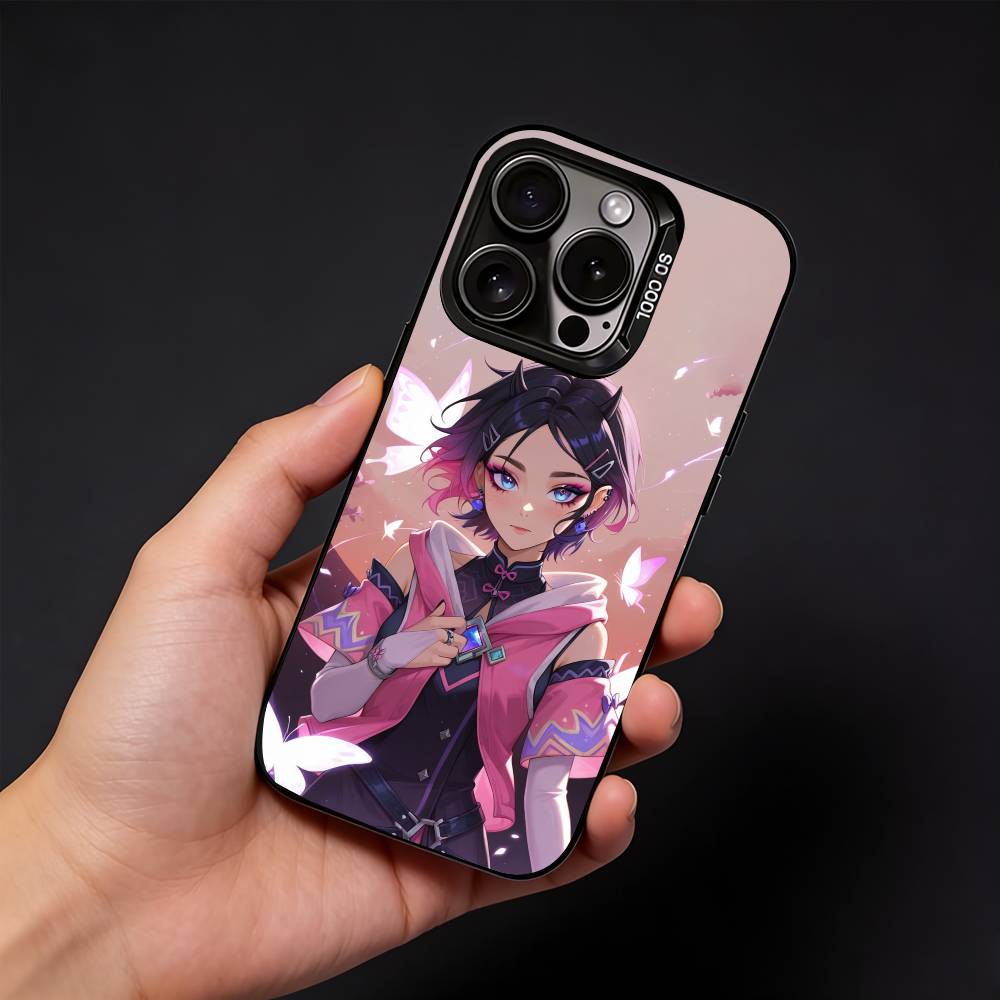 Game V-Valorant Phone Case For iPhone17, 16,15,14,13,12 Pro Max Black Candy Matte Shockproof Cover iPhone13PROMAX