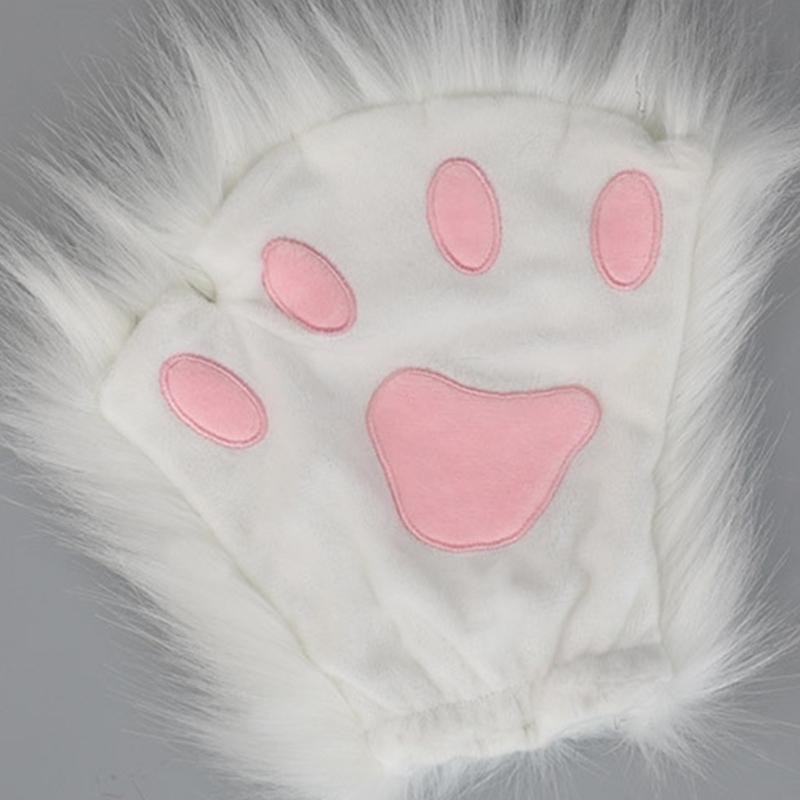 Cute Anime Beast Tail Cat Ear Headband Paw Gloves Set Lovely-Fox Tail Themed Party Costume Cosplay Props for Festivals