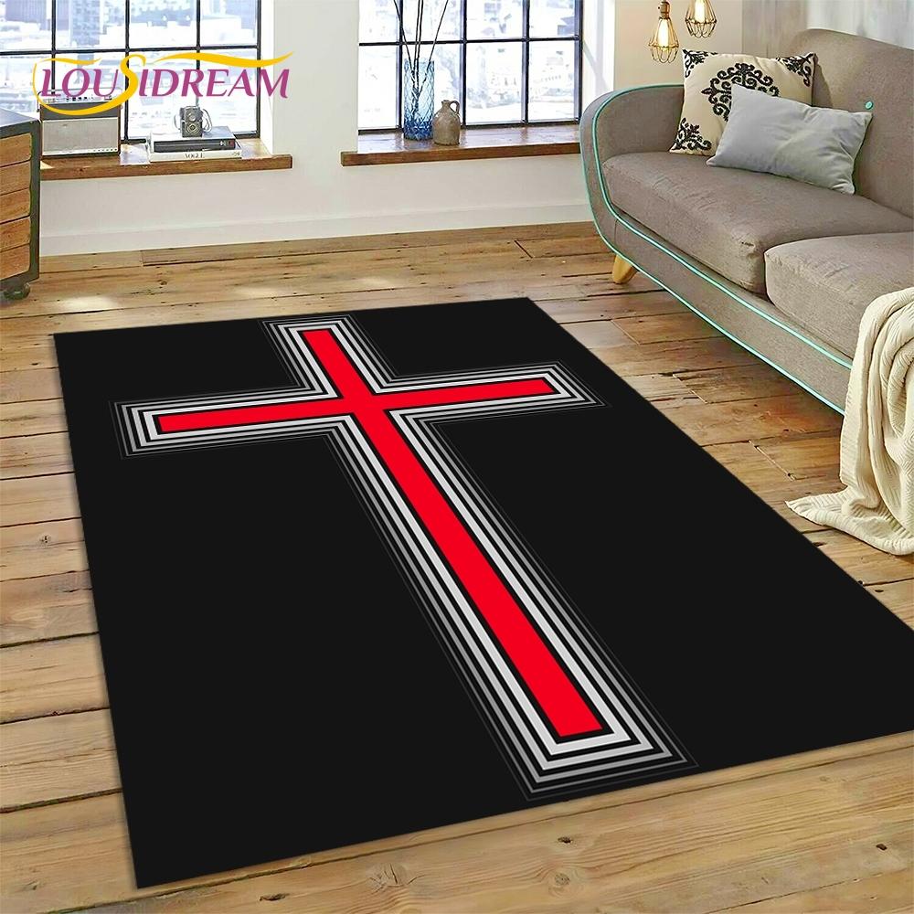 New 3D Pray Holy Bible Cross Jesus Carpet for Living Room Bedroom Home Decor,Floor Mat Non-slip Decoration for Sofa Doormat Gift