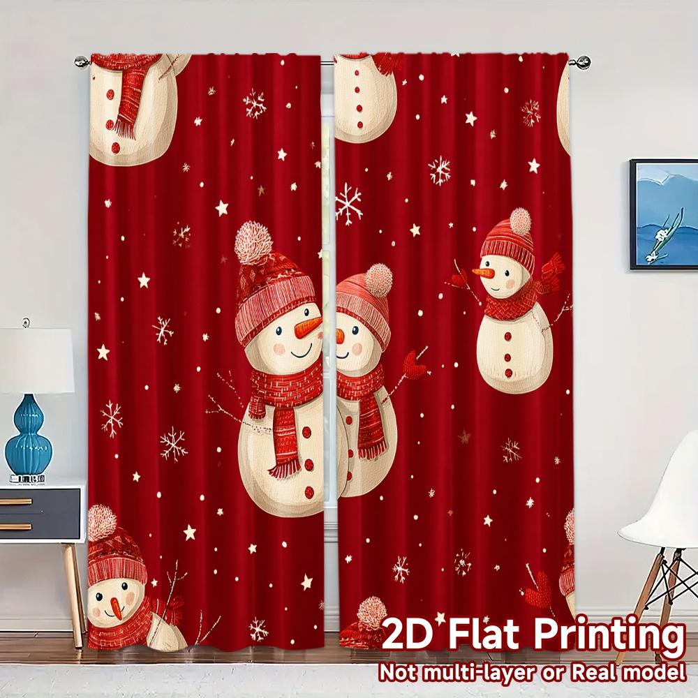 

Minimalist Flat Printing Jit Curtains Without Rod Frosty Friends Popular Polyester Easy Install Set Of 2 Made W100*H70(CM)-Grommet top&1PCS