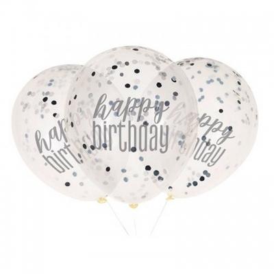 Unique Party Confetti Happy Birthday Balloons (Pack of 6)
